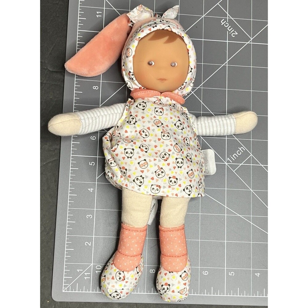 Pink Elf Corolle Doll Mon Doudou 11" Panda Print Dress Plush Lovey RARE HTF 2018